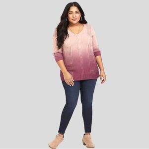 TORRID Plus Size NEW Blush V-Neck Dip Dye Tunic/Sweater. Size 2X